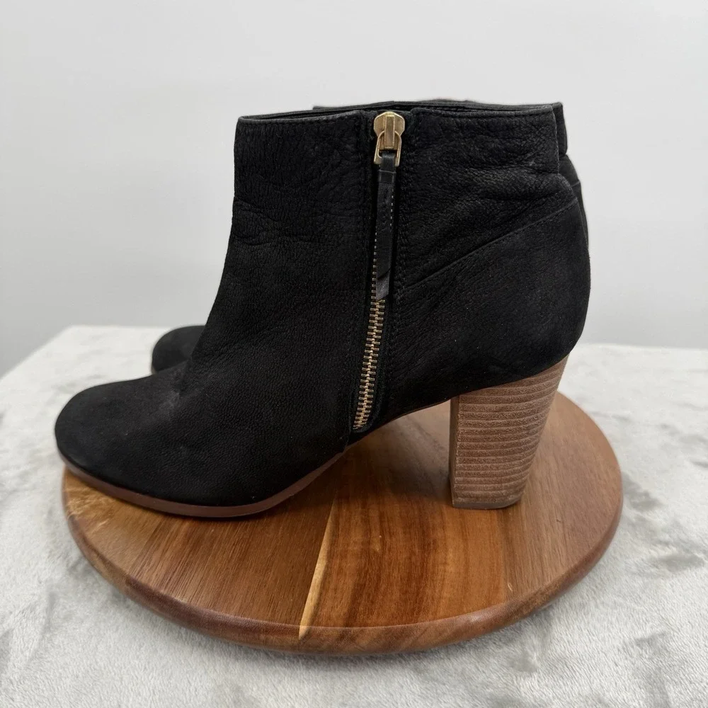Cole Haan Ankle Boot‎ Grand OS Womens 10 Black Leather  Stacked High Heels Zip